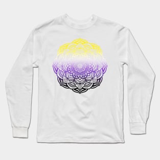 Gradient Nonbinary Pride Mandala Long Sleeve T-Shirt